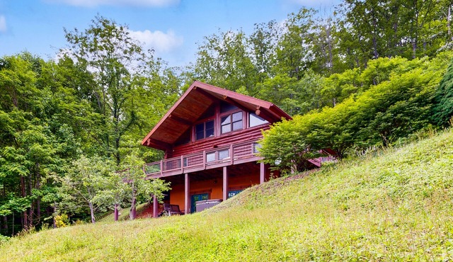 Charming mountain cabin with hot tub, fireplace, and stunning views