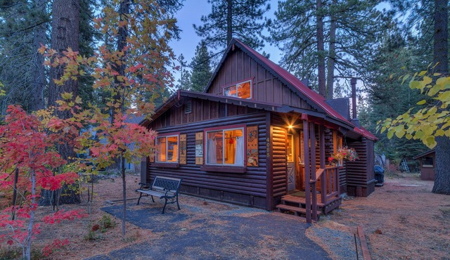Charming Tahoe Pines Log Cabin at low elevation. See discounts. Fast internet!