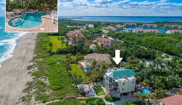 Chateau de la Mer: Gated Fla Beach Estate w/heated pool, hot tub, elevator.