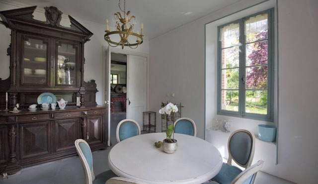 Château Lestéou's romantic suite with salon and view of the Pyrenees mountain range