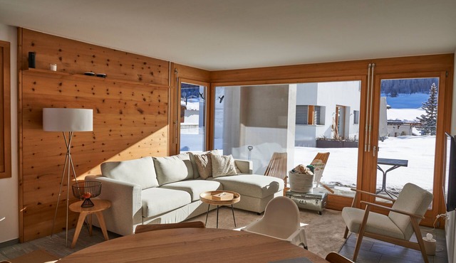 Chesa Pradels with garden seating area