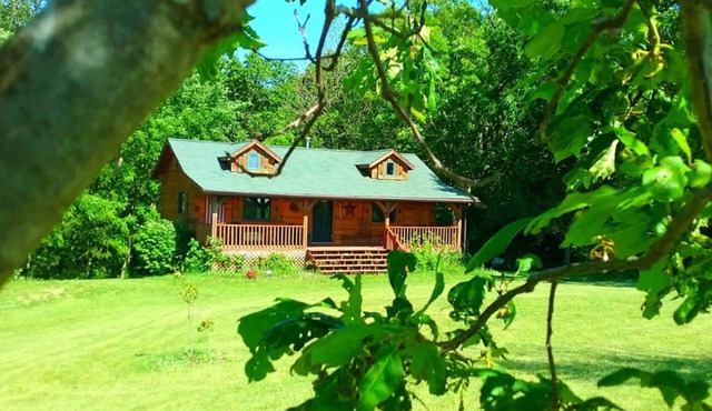 Chestnut. 3 bedroom, 2 bath Log Cabin with outdoor hot tub jacuzzi.sleeps 10