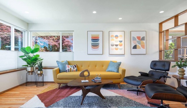 Chic & Bright Mid-Century Greenwood Home - AC, Parking, Yard, Recently Updated