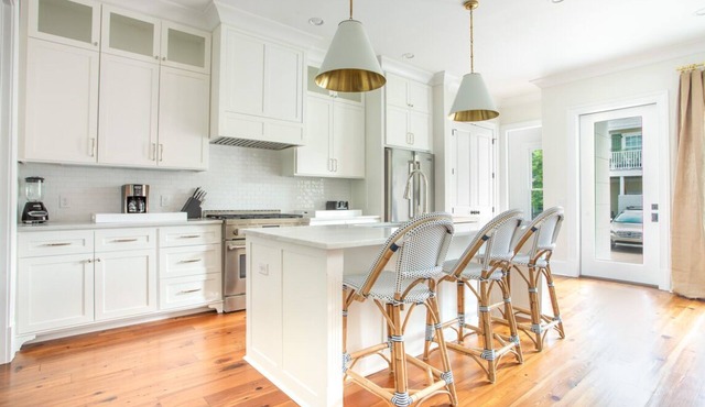 Chic Coastal Row House Near Fountain at Forsyth by Lucky Savannah