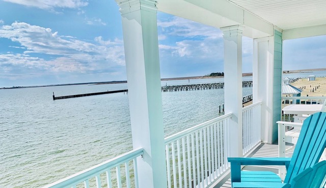Chic Condo on Tangier Sound with Waterfront Balcony, Fireplace