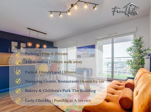 Chic & Cosy - Private Parking - Between Paris & DisneyLand - 5min TrainStation, Big Mall