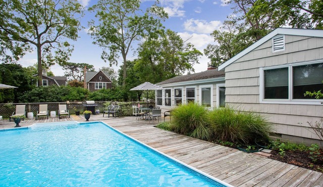 Chic East Quogue Retreat with Heated Pool near Bay and Ocean