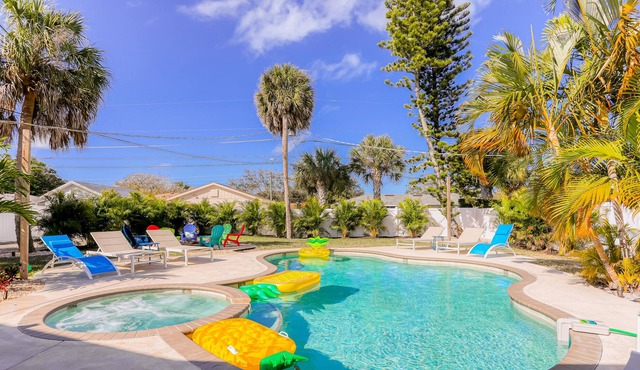 Chic & fun Palma Sola retreat with pool, hot tub, & stylish interior - dogs OK