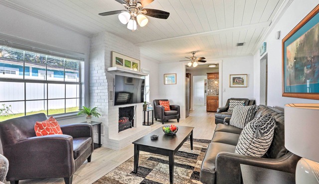 Chic Home w/Fire Pit & Patio, Walk to Lake!