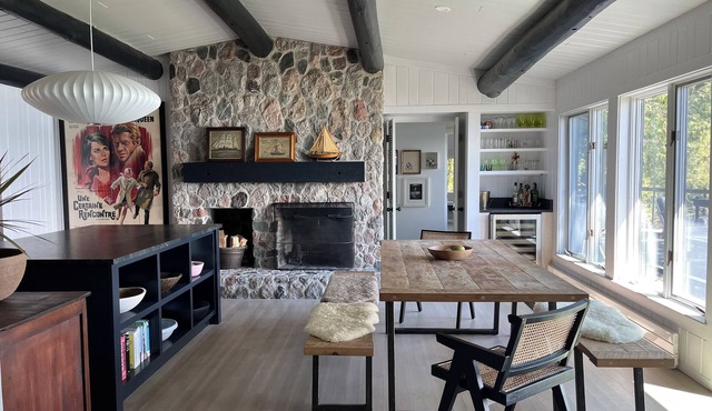 Chic log home, styled with flair, updated with modern amenities.