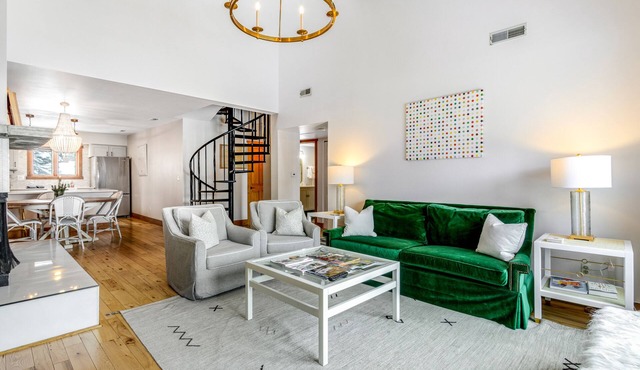 Chic mountain view condo with luxury finishes & WiFi - near skiing, on bus route
