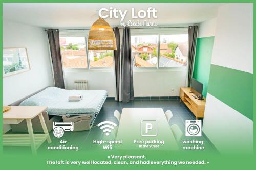 City Loft with rooftop view by Escale-Marne - M8 Tour Eiffel - Parking Gratuit - 201