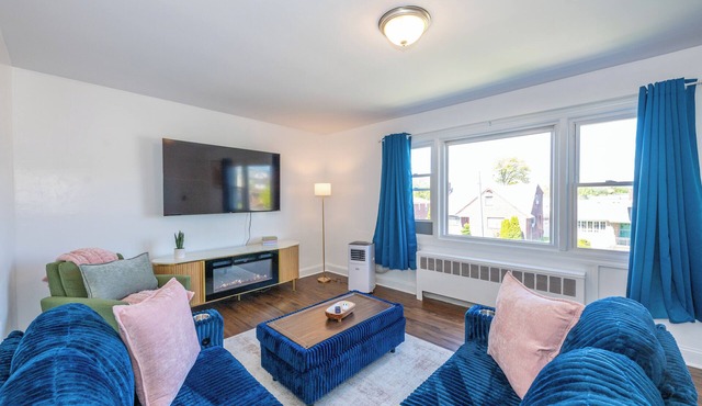 Cityside Charm – Modern Retreat w/Backyard, Parking & Easy NYC/World Cup Access