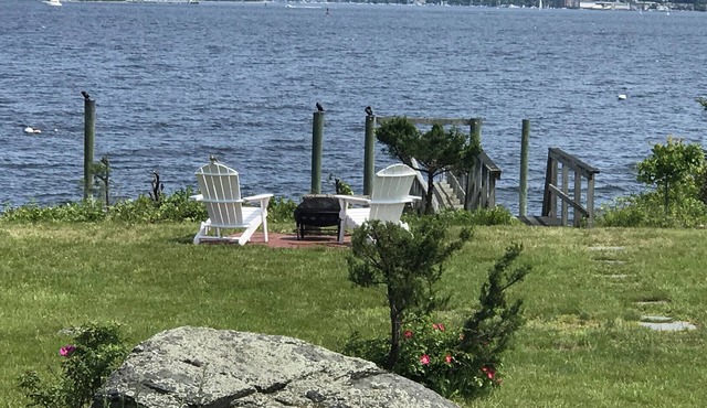 Classic waterfront cottage on Prudence Island, private beach, dock & mooring