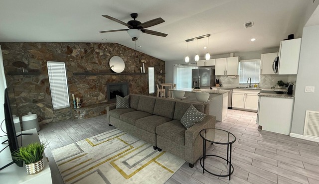 Clean and cozy, great mattress and nice 2 car garage. Big yard, large driveway.
