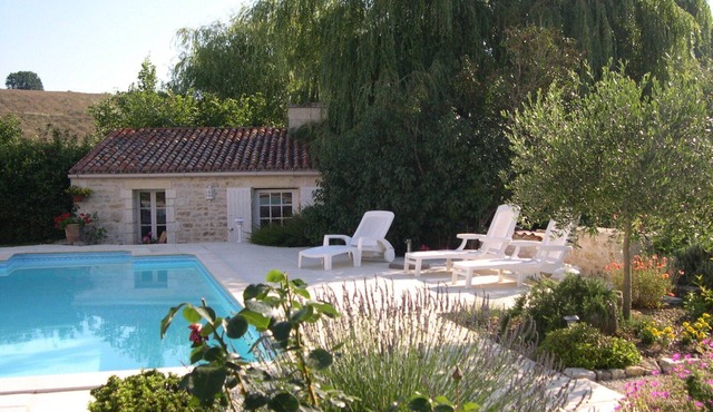 cottage in lush greenery.