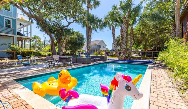 Coastal dog-friendly home with pool, ocean views & fenced yard