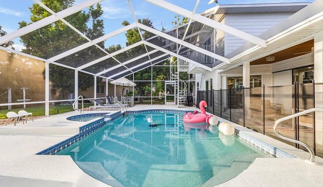 Coconut Cove Home with Sunny South-Facing Family Pool, Canal & Boat Dock