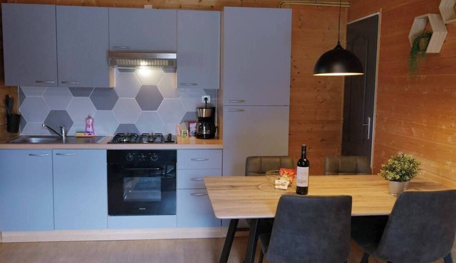 Cocooning riverside Chalet on a small campsite in the Heart of Auvergne