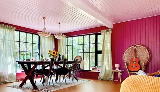 Colorful summerhouse close to the sea