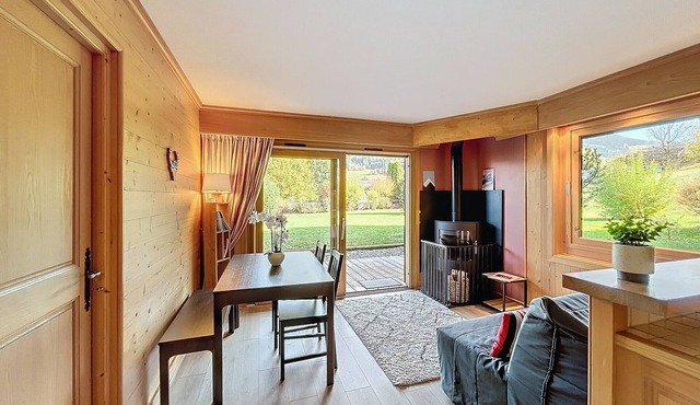 Comfortable 2-room apartment with garden, parking, facing Mont Blanc