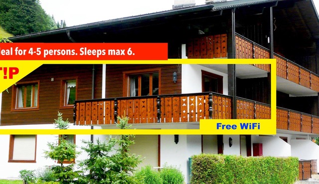 Comfortable apartment with sunny balcony, nice view and private parking space.