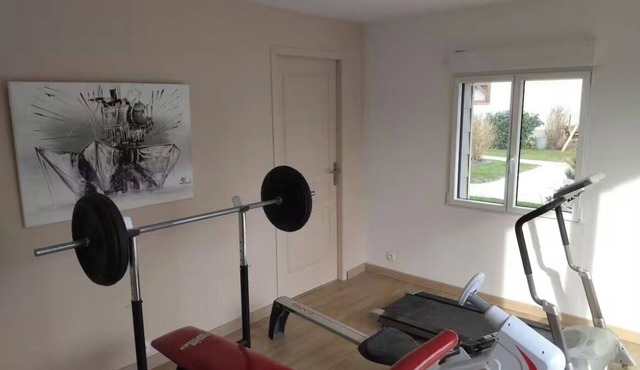 Comfortable apartment with garden access and weights room