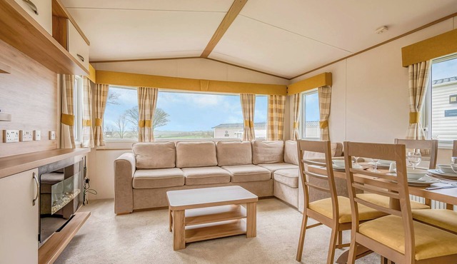 Comfortable spacious caravan with one double and one twin.