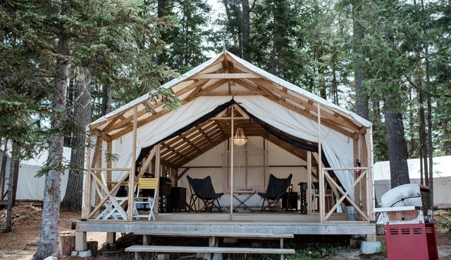 Comfortable Tent Rental with Fire Pit on Lake Bernard, Ontario