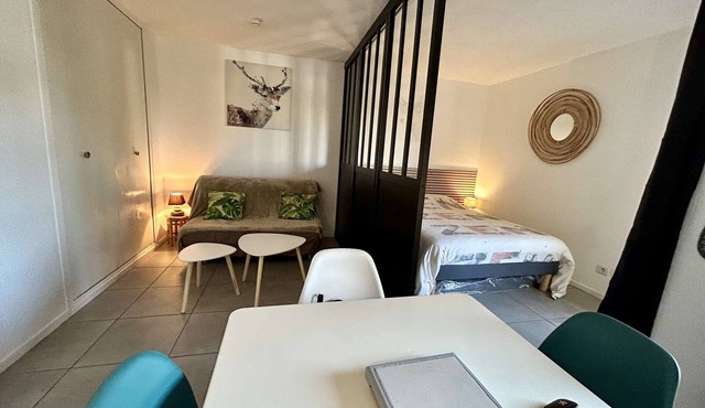 Comfy studio 4 pers steps from port with terrace