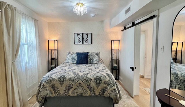 Completely private suite with tub,kitchen, living room, & private entrance