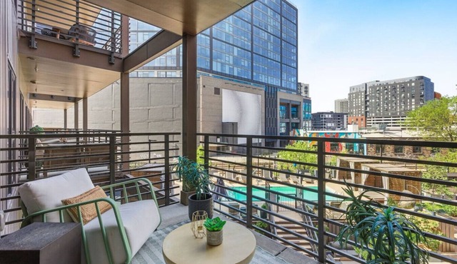 Condo with Pool, Balcony + Garage, Walk to Downtown Broadway