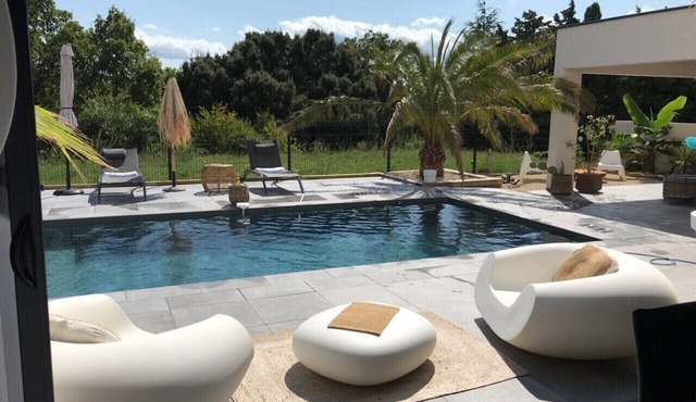 Contemporary architect villa with flat roofs, recent 3 years