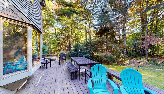 Contemporary gem with fireplace, large deck, grill, private hot tub & mtn views