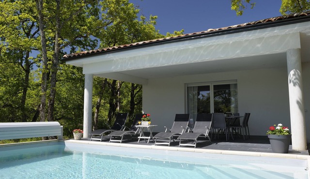 Contemporary home with heated pool