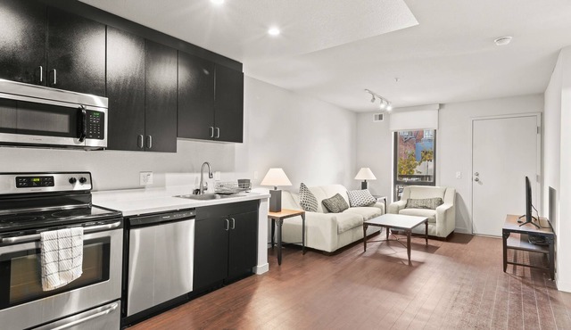 Contemporary large 1BR, in unit Washer/Dryer, FREE parking with all amenities!