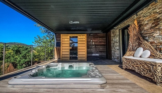 Contemporary villa and relaxation areas