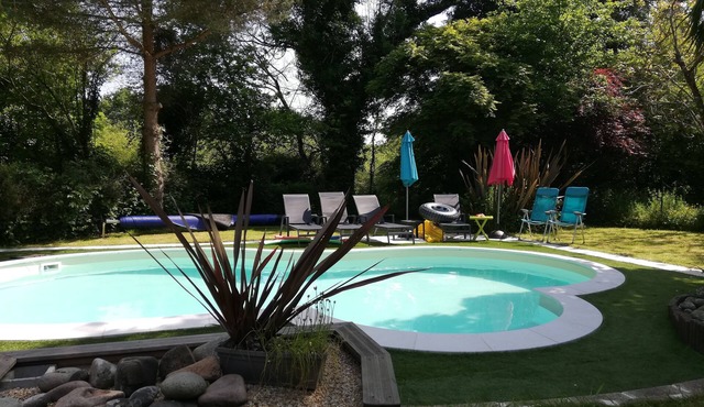 Converted Breton stone barn with heated pool in lovely setting