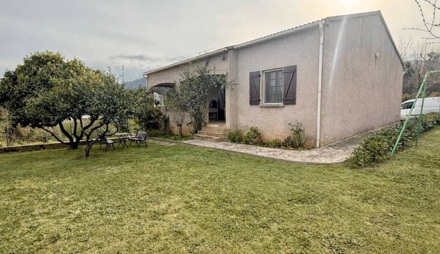 Corsica. Country house between sea and mountains.Pinarello beach