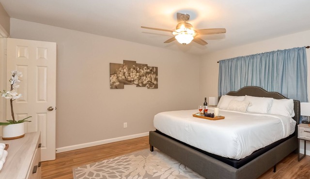 Costa Fortune: Spring Branch 3BR | 2 King Beds | Covered Patio & Workspace