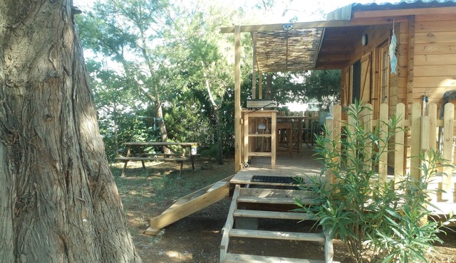 Cosy chalet just a stone's throw from the beach, surrounded by greenery.