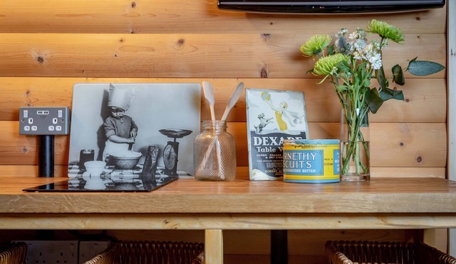 Cosy log cabin apt with hottub in small courtyard. Ideal for quiet short breaks.