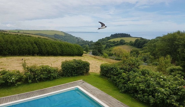 Country House by sea with heated outdoor pool in 32 acres & stunning sea views