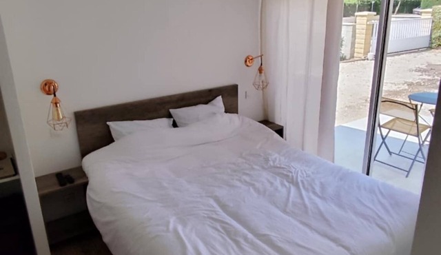 Country-style bedroom and bathroom