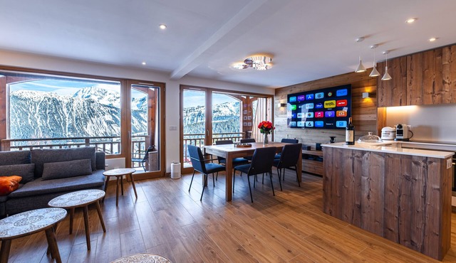 Courchevel 1850, elegant, 3 bedrooms, 92sqm, ski in ski out, exceptional view