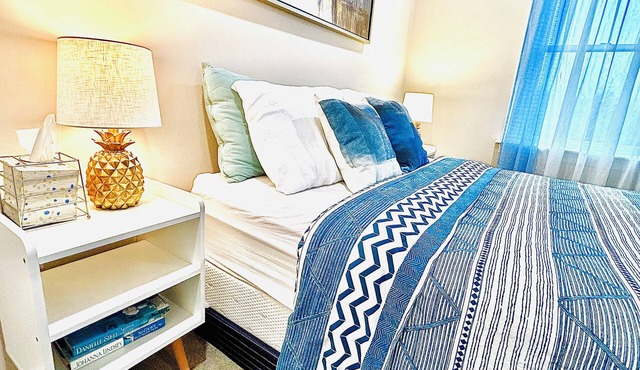 Cozy 1-bedroom with private bedroom tub and shower in a house with amenities