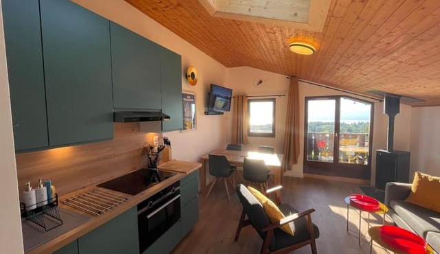 Cozy 2 bedroom apartment in ski resort, panoramic lake view