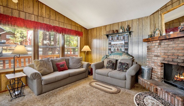 Cozy 2BR/2BA Log Home: Fenced Yard, Gas Fireplace & Walk to Lake