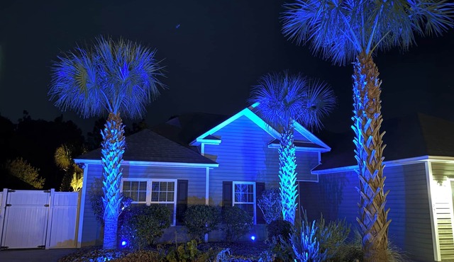 Cozy 3-bedroom house with landscape lighting and gated backyard