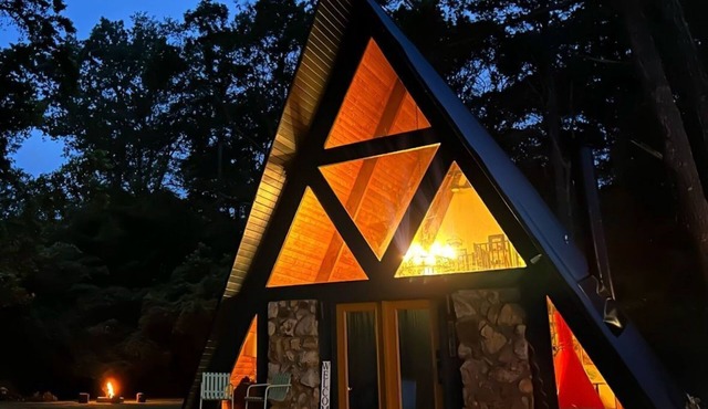 Cozy A-Frame Cabin w/Loft! Firepit! Lake Access!